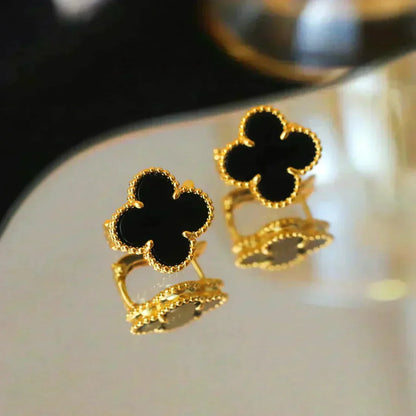 ¡®Veyra Jewelry¡¯CLOVER MEDIUM 1 MOTIFS  ONYX STUD EARRINGS