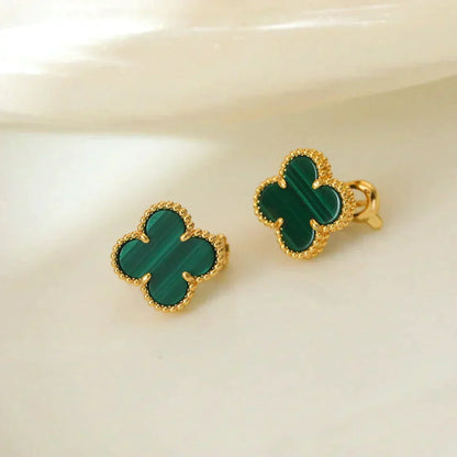 ¡®Veyra Jewelry¡¯CLOVER MEDIUM 1 MOTIFS MALACHITE  EARRINGS