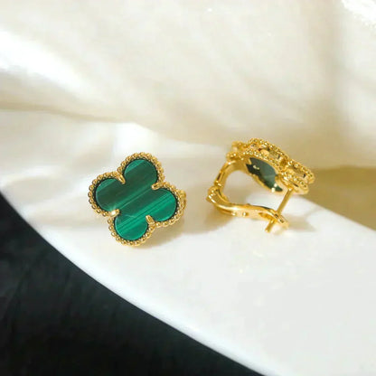 ¡®Veyra Jewelry¡¯CLOVER MEDIUM 1 MOTIFS MALACHITE  EARRINGS