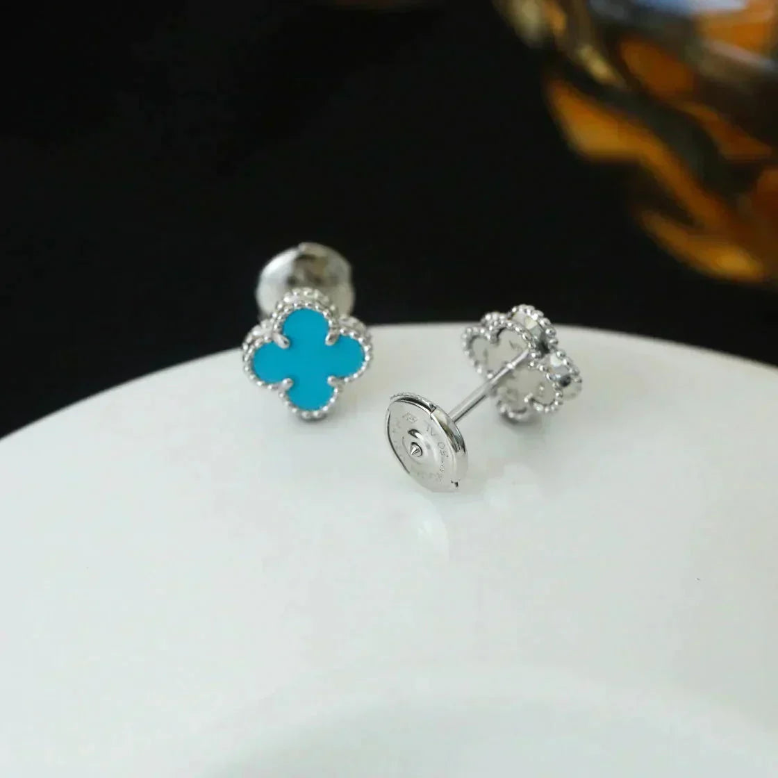 ¡®Veyra Jewelry¡¯CLOVER MINI 9.5MM ONYX STUD EARRINGS SILVER