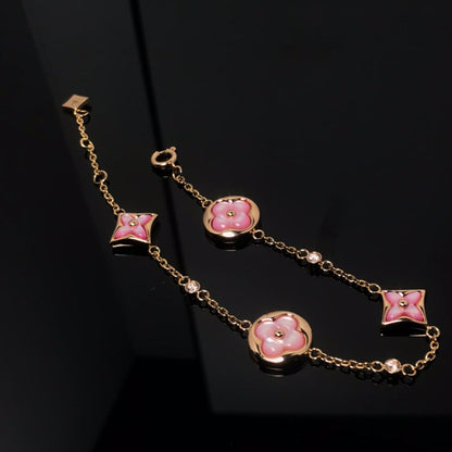 ¡®Veyra Jewelry¡¯STAR AND SUN 4 MOTIF PINK MOP PINK GOLD BRACELET