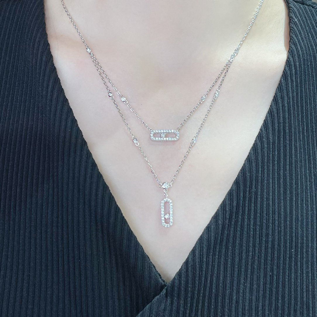 [Veyra Jewelry]MOVE 2 ROW DIAMOND NECKLACE