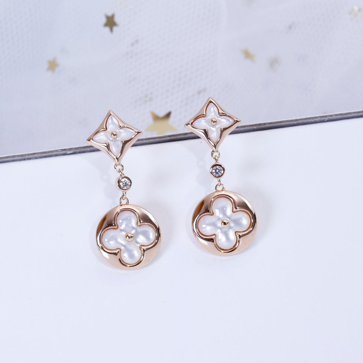 ¡®Veyra Jewelry¡¯STAR AND SUN PINK GOLD MOP DROP EARRINGS