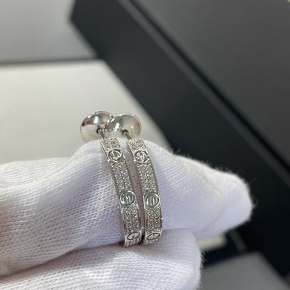 ¡®Veyra Jewelry¡¯LOVE DIAMOND SILVER HOOP EARRINGS