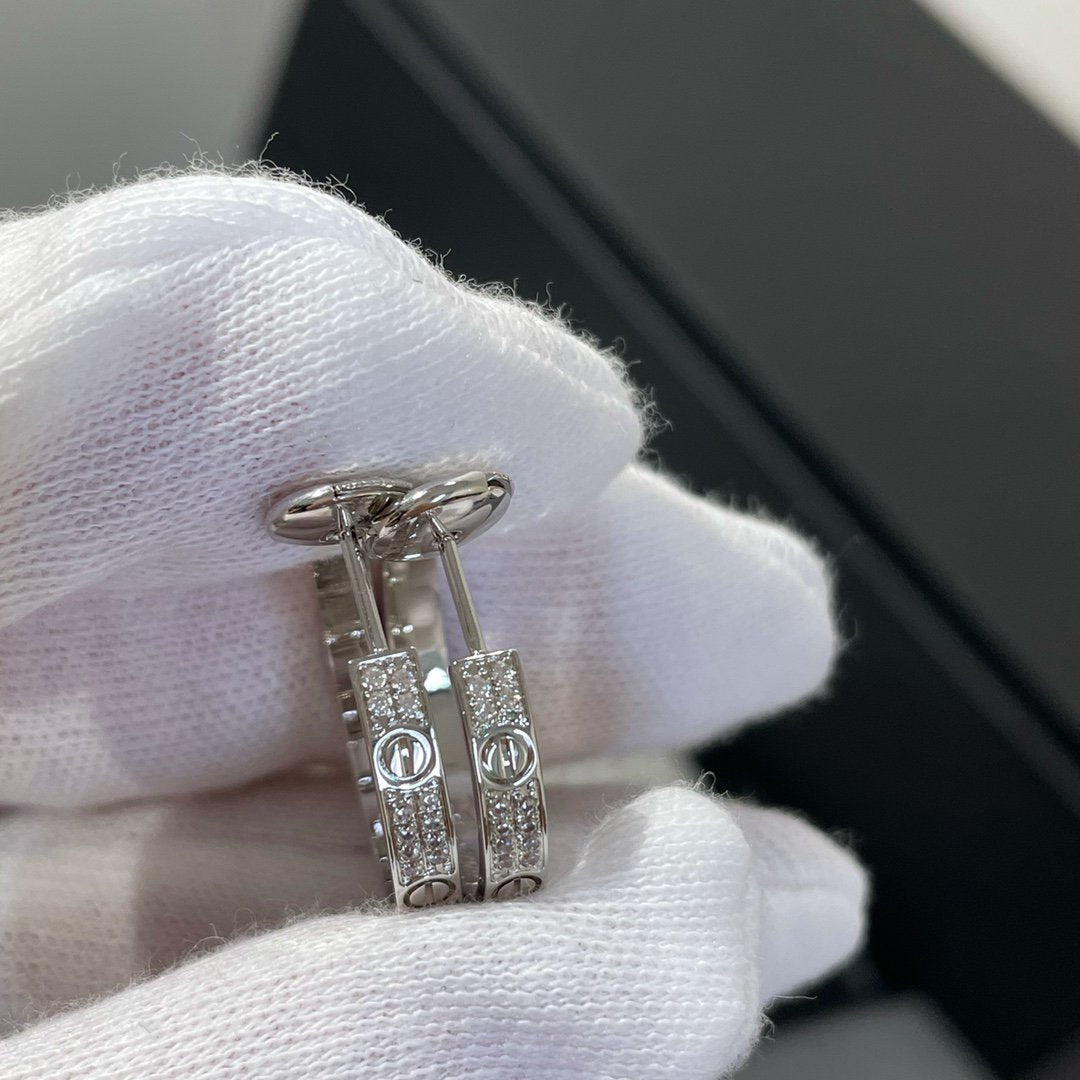 ¡®Veyra Jewelry¡¯LOVE DIAMOND SILVER HOOP EARRINGS