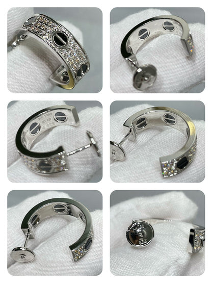 ¡®Veyra Jewelry¡¯LOVE CERAMIC DIAMOND PAVED SILVER EARRINGS