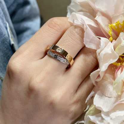 ¡®Veyra Jewelry¡¯LOVE PINK GOLD SILVER DIAMOND DOUBLE RING
