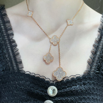 ¡®Veyra Jewelry¡¯CLOVER 6 MOTIF DIAMOND PAVED NECKLACE
