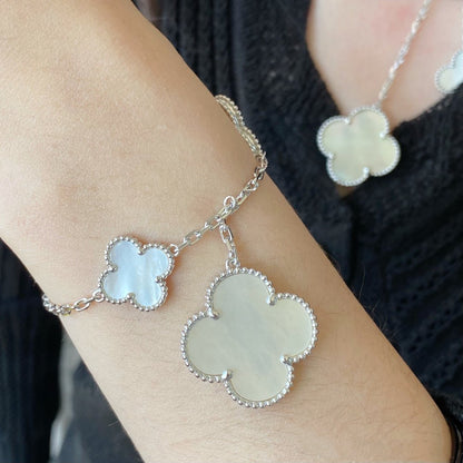¡®Veyra Jewelry¡¯CLOVER 5 MOTIF WHITE MOP SILVER BRACELET
