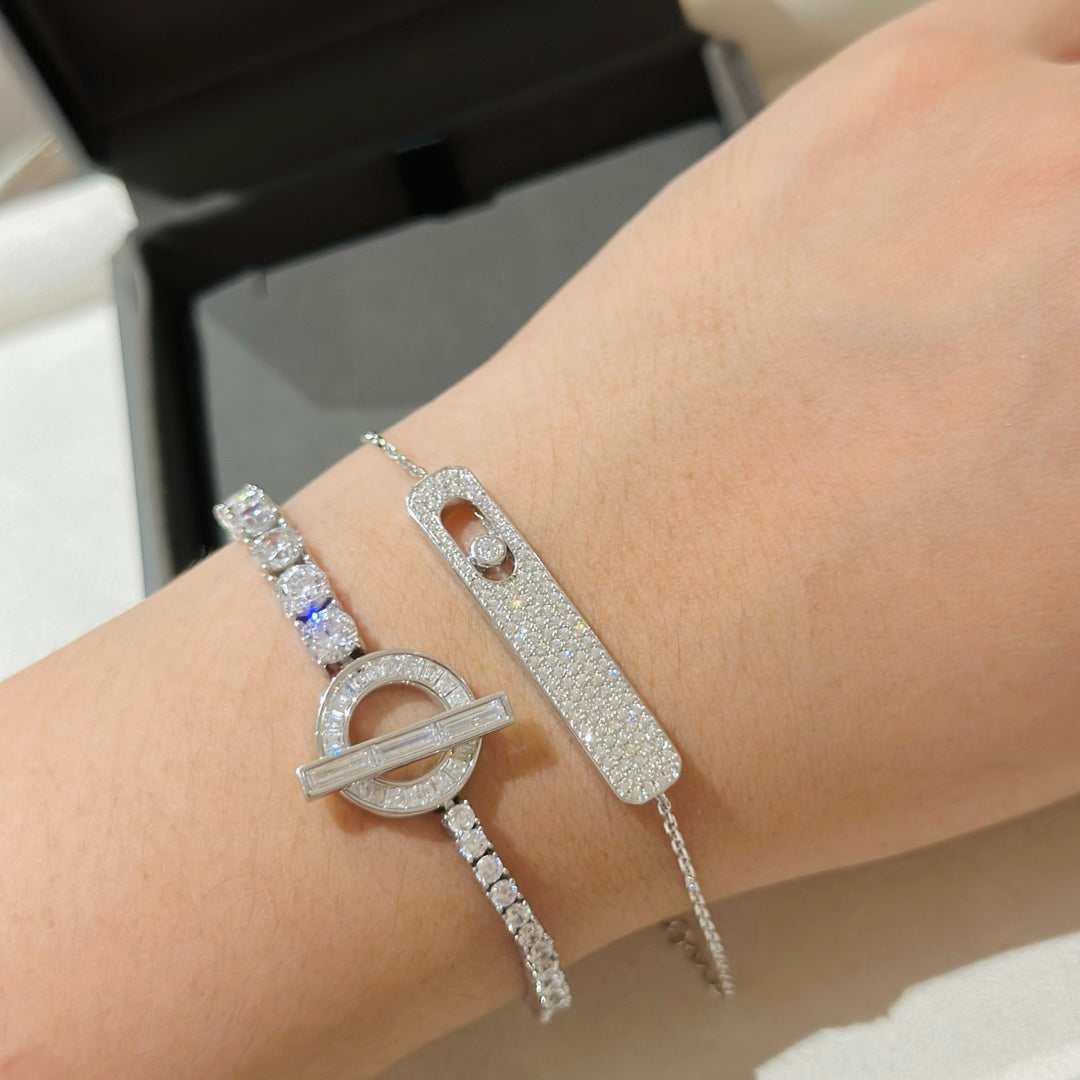 [Veyra Jewelry]MOVE CLASSIQUE DIAMOND PAVED BRACELET(Adjustable)