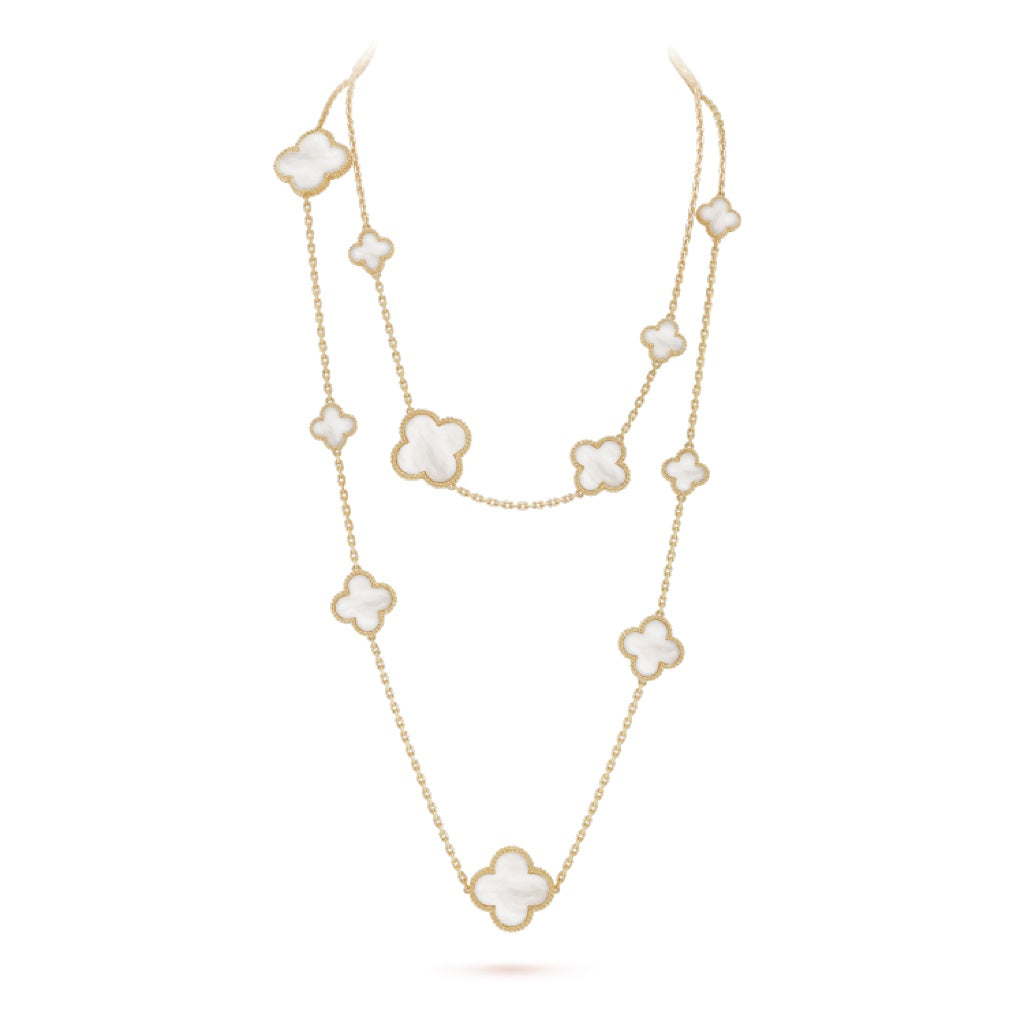 ¡®Veyra Jewelry¡¯CLOVER 16 MOTIF WHITE MOP GOLD NECKLACE