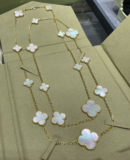 ¡®Veyra Jewelry¡¯CLOVER 16 MOTIF WHITE MOP GOLD NECKLACE