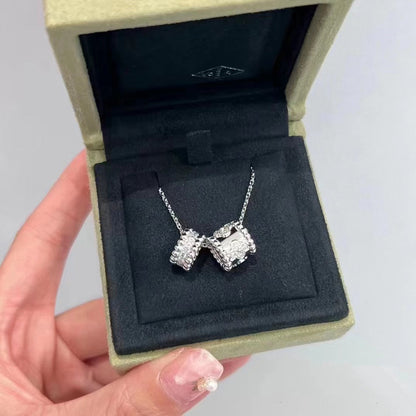 ¡®Veyra Jewelry¡¯PERLEE DOUBLE PENDANT SILVER DIAMOND NECKLACE
