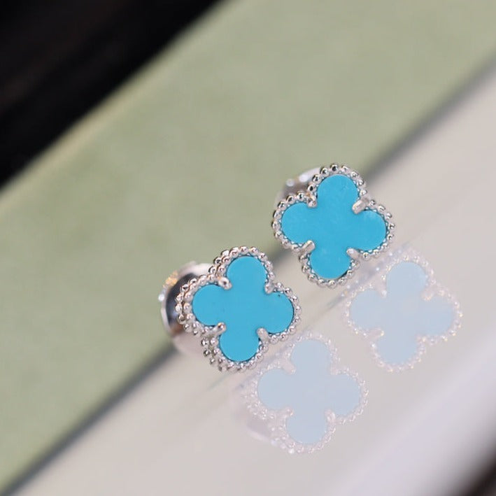 ¡®Veyra Jewelry¡¯CLOVER MINI TURQUOISE SILVER STUD EARRINGS