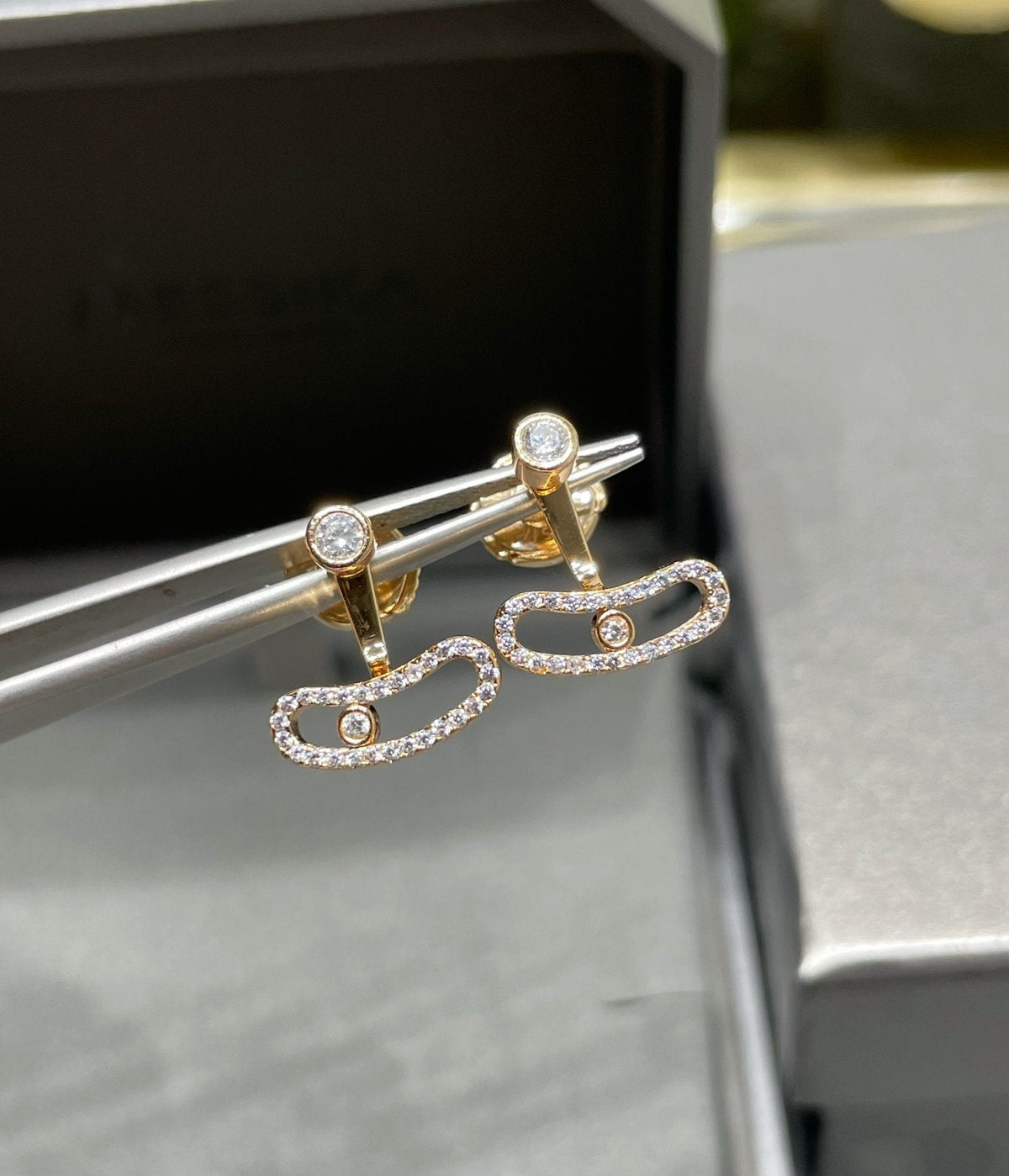 [Veyra Jewelry]MOVE UNO PINK GOLD DIAMOND EARRINGS