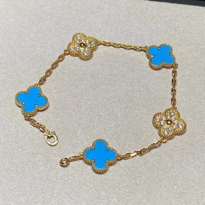 [Veyra Jewelry]New CLOVER 5 MOTIF BLUE AGATE BRACELET COLLECTION