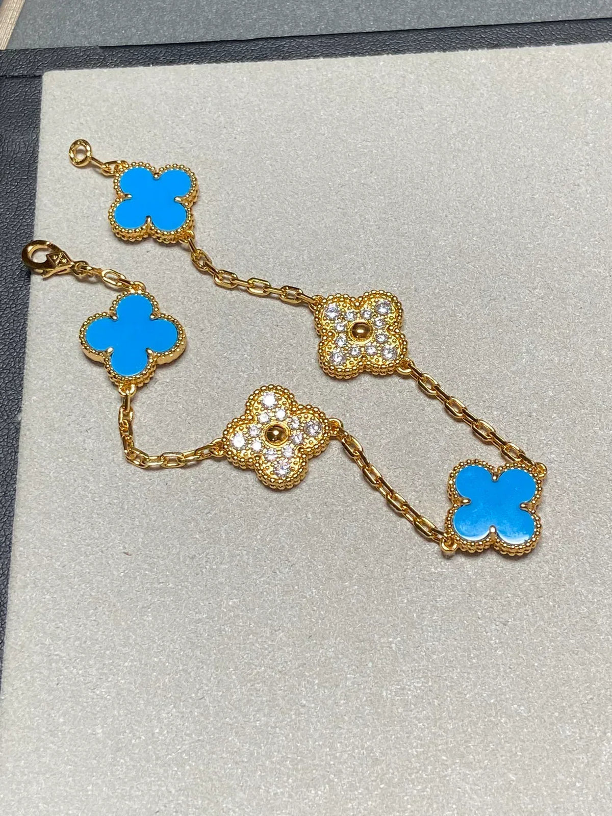 [Veyra Jewelry]New CLOVER 5 MOTIF BLUE AGATE BRACELET COLLECTION