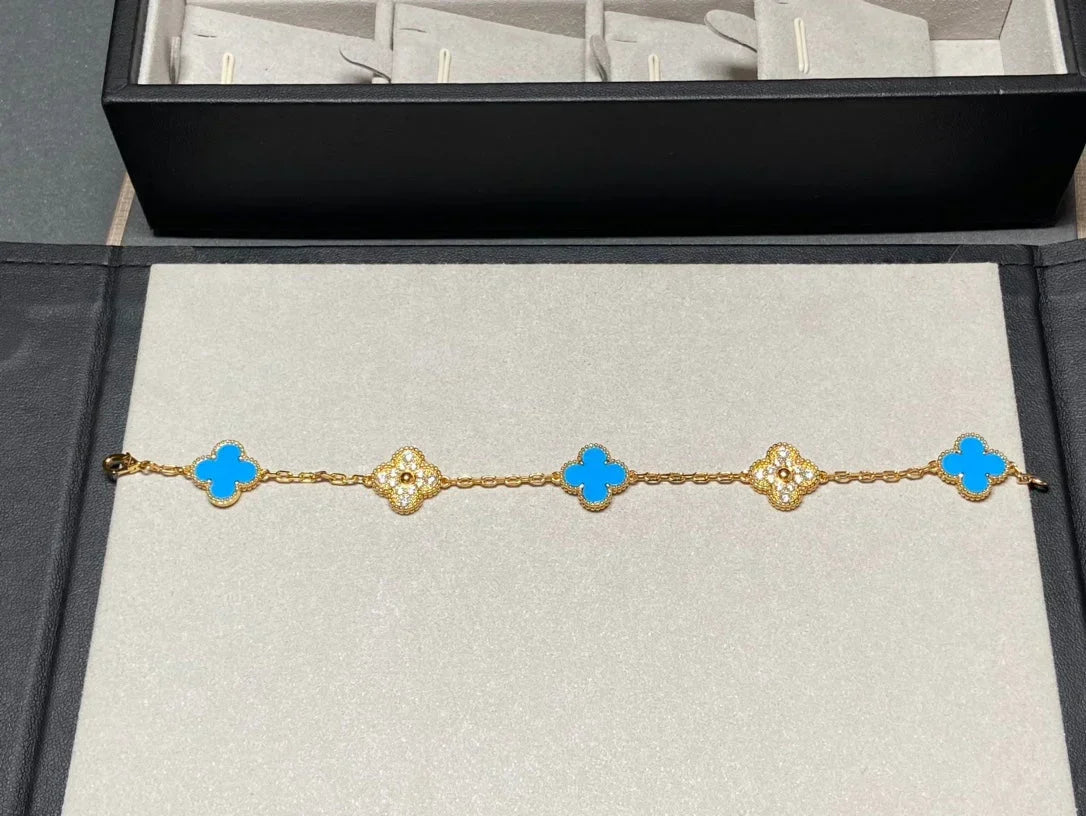 [Veyra Jewelry]New CLOVER 5 MOTIF BLUE AGATE BRACELET COLLECTION
