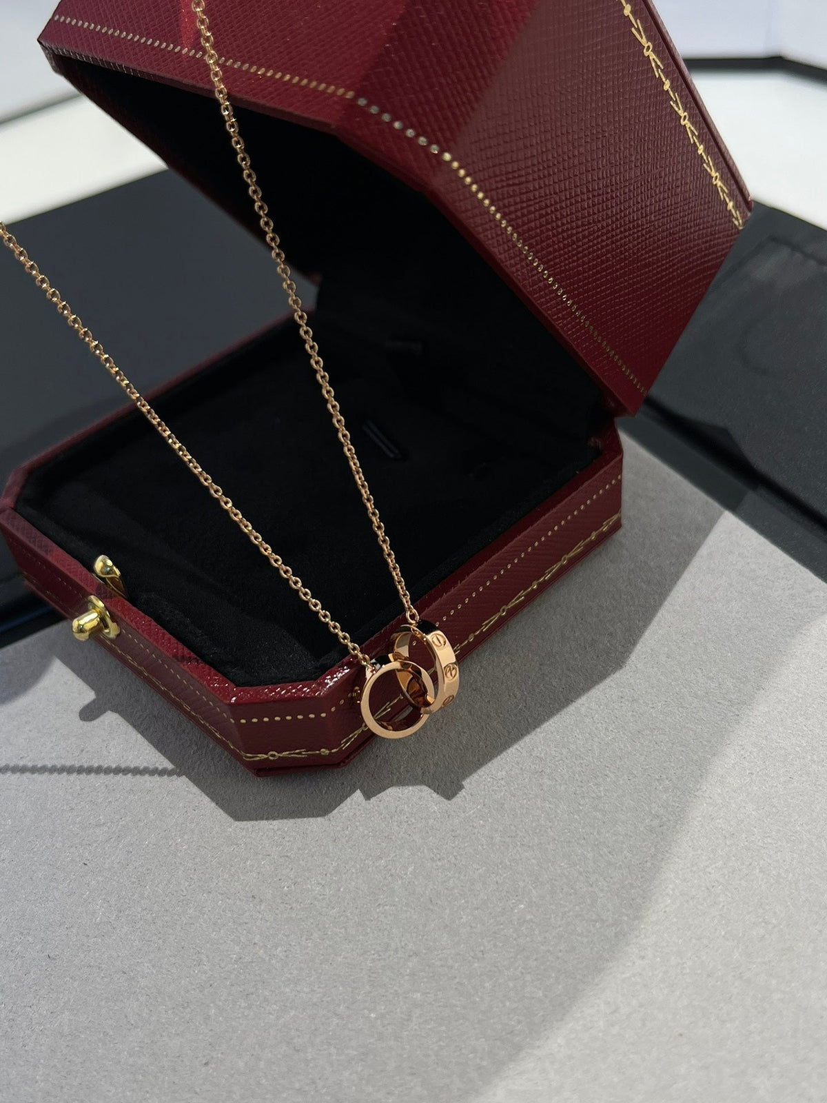 ¡®Veyra Jewelry¡¯LOVE NECKLACE DOUBLE RING PINK GOLD