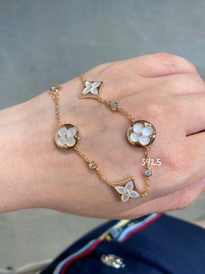 ¡®Veyra Jewelry¡¯STAR AND SUN 4 MOTIF WHITE MOP PINK GOLD BRACELET