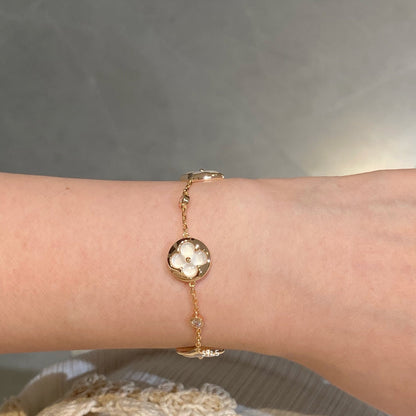 ¡®Veyra Jewelry¡¯STAR AND SUN 4 MOTIF WHITE MOP PINK GOLD BRACELET