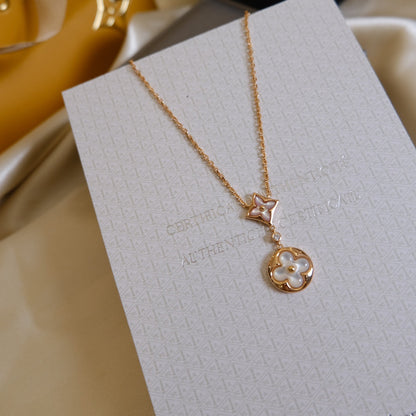 ¡®Veyra Jewelry¡¯STAR AND SUN WHITE MOP 2 MOTIF PINK GOLD NECKLACE