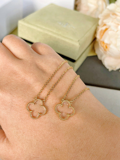 ¡®Veyra Jewelry¡¯CLOVER ROCK CRYSTAL ROSE GOLD NECKLACE