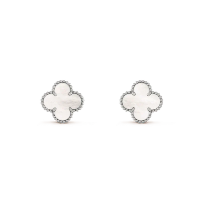 ¡®Veyra Jewelry¡¯CLOVER MEDIUM 1 MOTIFS  WHITE MOP EARRINGS SILVER