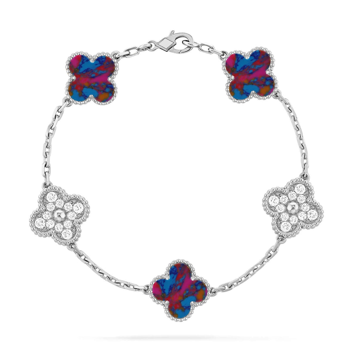 [Veyra Jewelry]New CLOVER 5 MOTIF COLOR GEMSTONES BRACELET COLLECTION