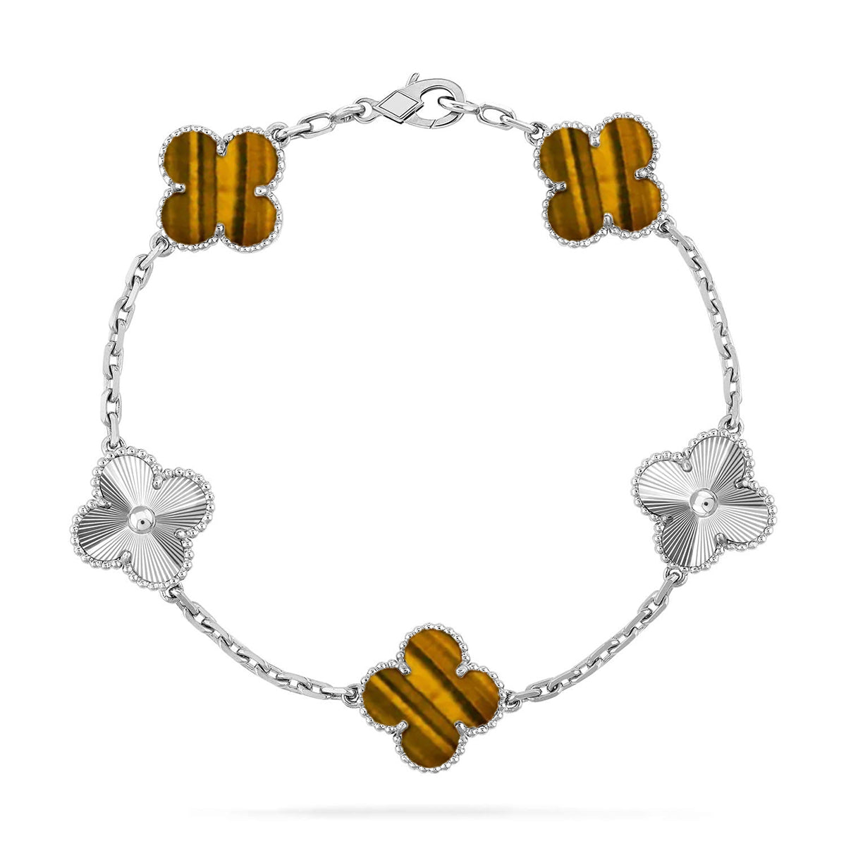 [Veyra Jewelry]New  CLOVER 5 MOTIFS TIGER EYE BRACELET COLLECTION