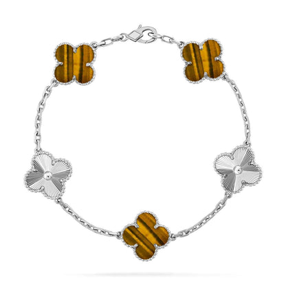 [Veyra Jewelry]New  CLOVER 5 MOTIFS TIGER EYE BRACELET COLLECTION