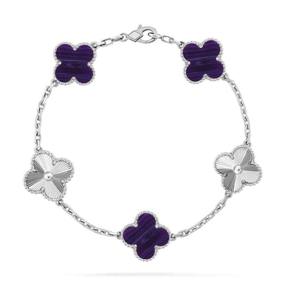 [Veyra Jewelry]New CLOVER 5 MOTIF PURPLE STRIPES BRACELET COLLECTION