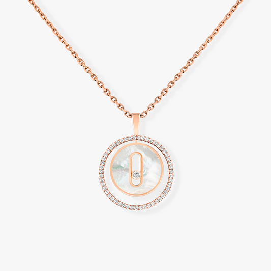 [Veyra Jewelry]LUCKY MOVE 1 DIAMOND WHITE MOTHER OF PEARL PINK GOLD DIAMOND NECKLACE
