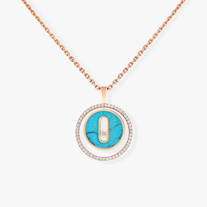 [Veyra Jewelry]LUCKY MOVE 1 DIAMOND TURQUOISE PINK GOLD DIAMOND NECKLACE