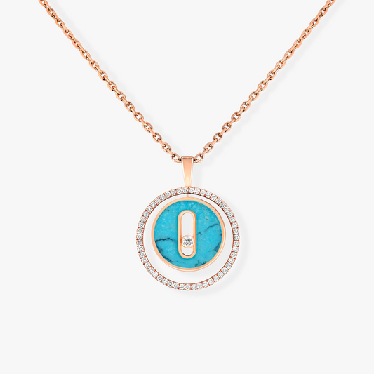 [Veyra Jewelry]LUCKY MOVE 1 DIAMOND TURQUOISE PINK GOLD DIAMOND NECKLACE