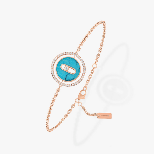 [Veyra Jewelry]LUCKY MOVE TURQUOISE PINK GOLD DIAMOND BRACELET(Adjustable)