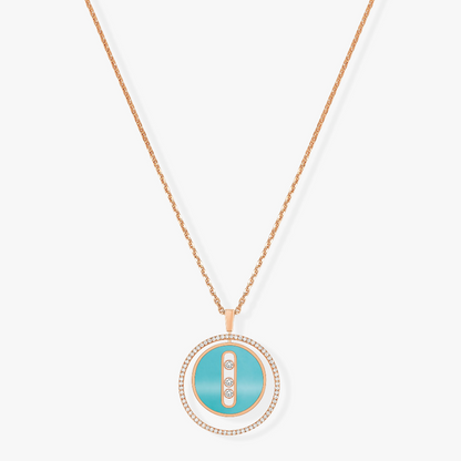 [Veyra Jewelry]LUCKY MOVE 3 DIAMONDS TURQUOISE PINK GOLD DIAMOND NECKLACE