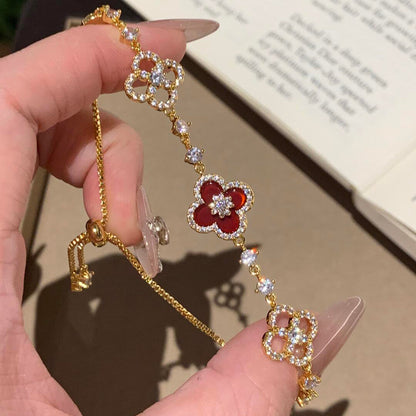 ¡®Veyra Jewelry¡¯CLOVER 5 MOTIF PINK BLUE RED WHITE BRACELET