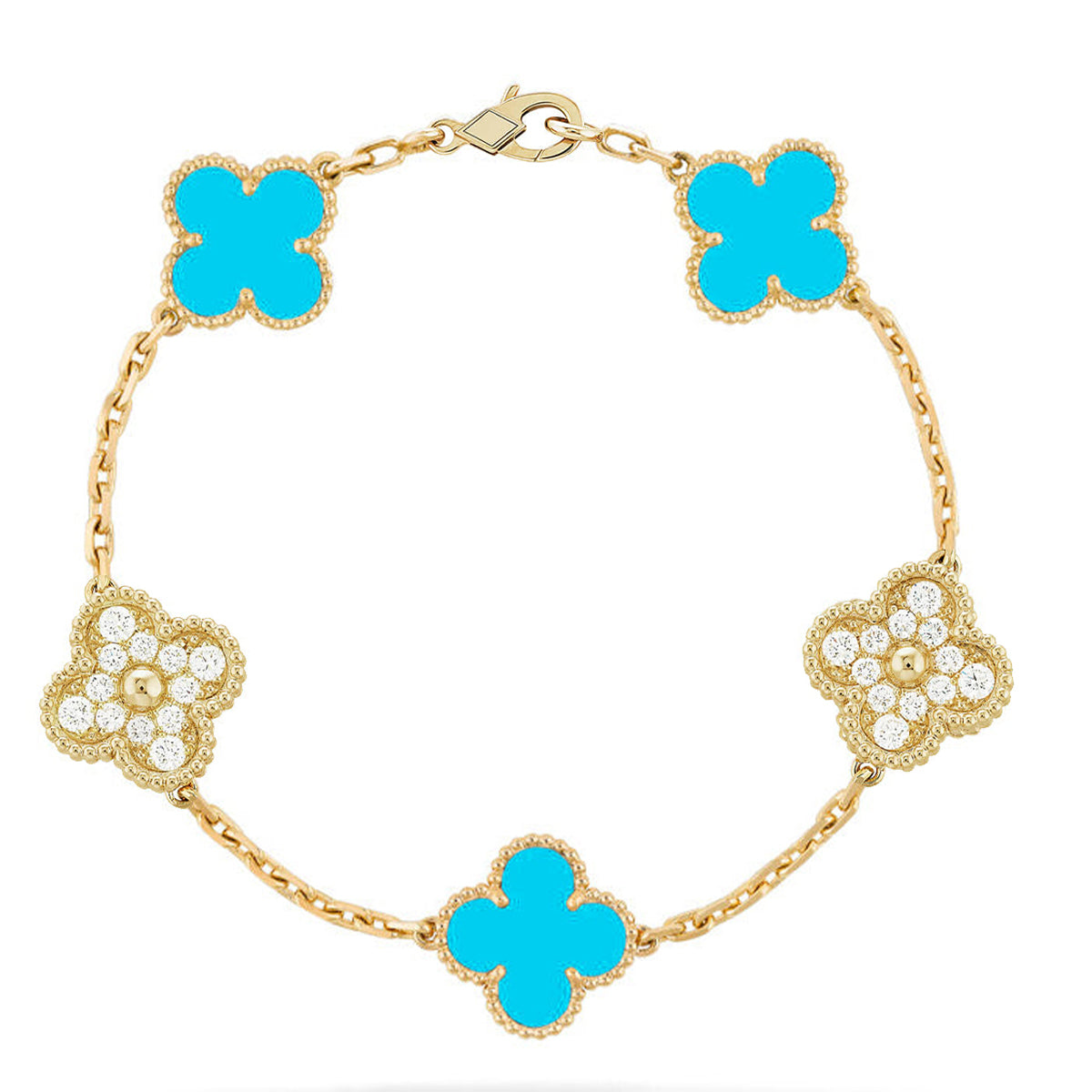 [Veyra Jewelry]New  CLOVER 5 MOTIF TURQUOISE BRACELET COLLECTION