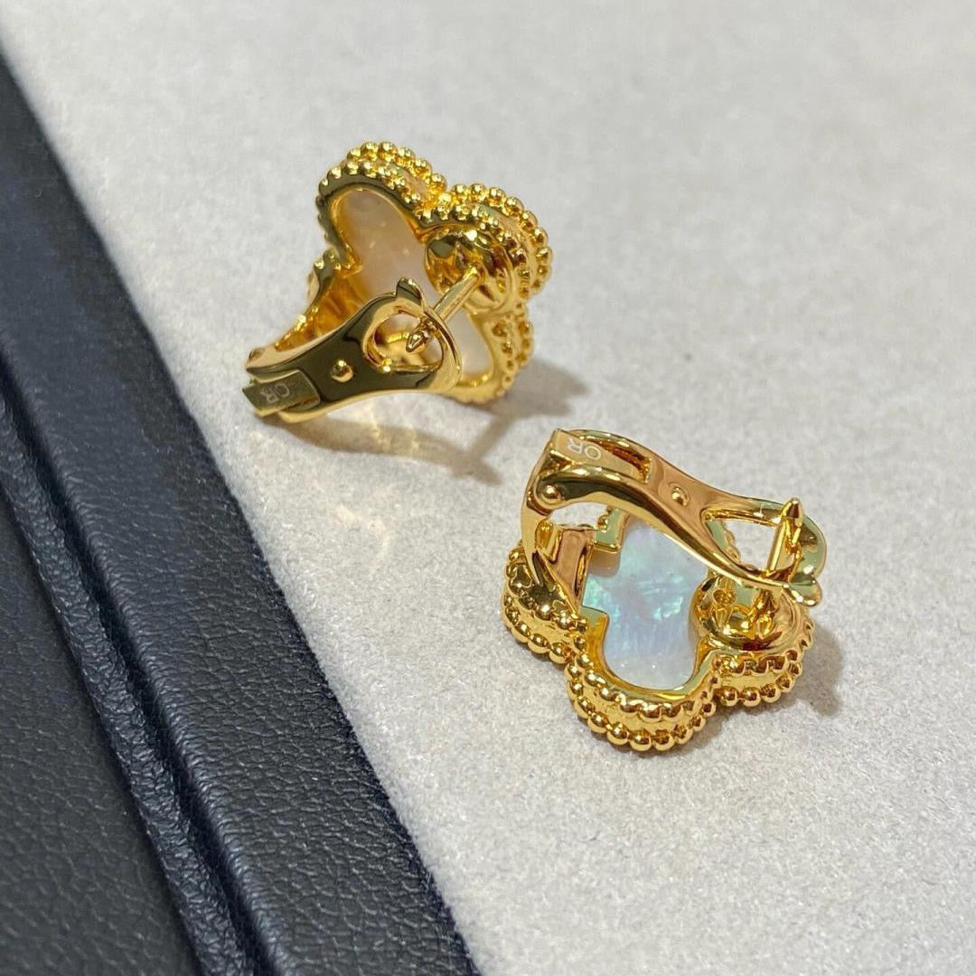 [Veyra Jewelry] CLOVER LARGE (20mm) 1 MOTIFS WHITE MOP STUD EARRINGS