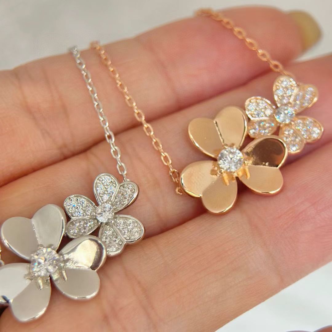 [Veyra Jewelry] Two Flowers & Clover Choker