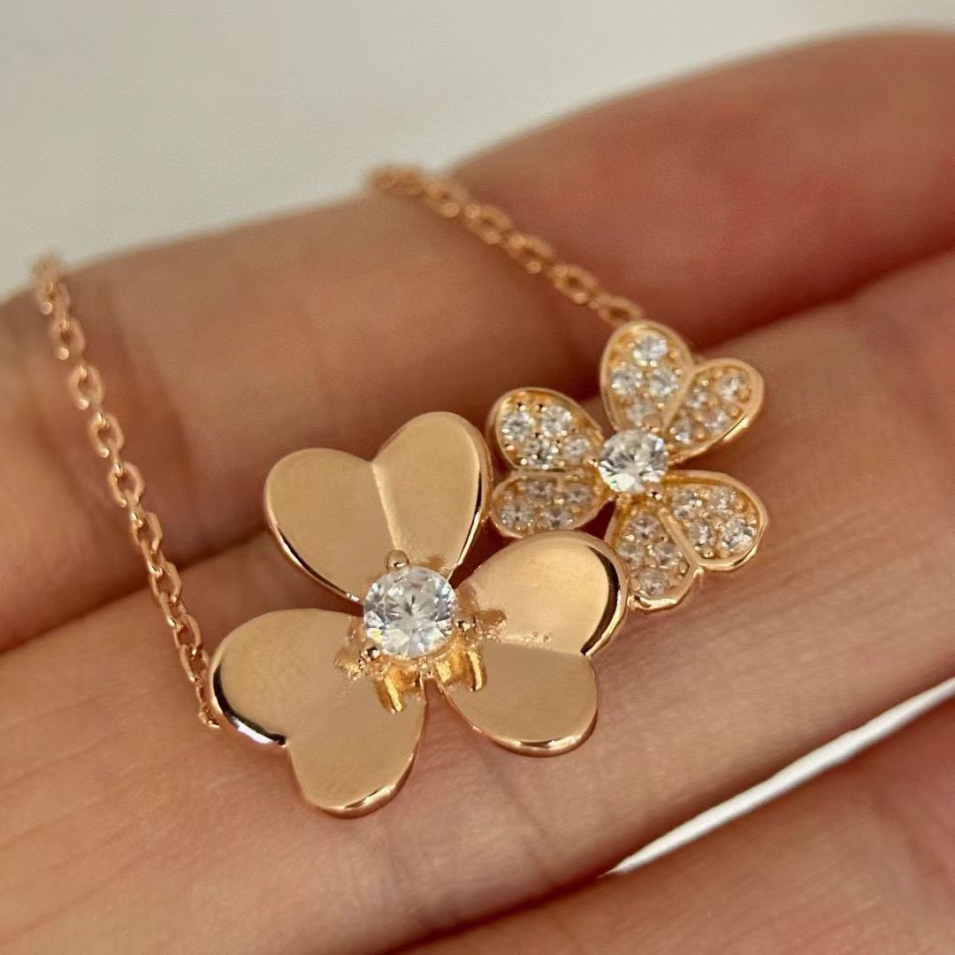 [Veyra Jewelry] Two Flowers & Clover Choker