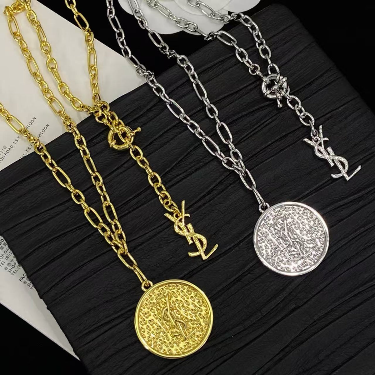[Veyra Jewelry]Double-Chain Disc Pendant Necklace