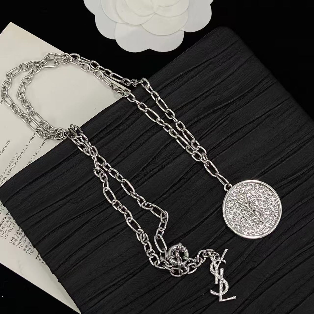 [Veyra Jewelry]Double-Chain Disc Pendant Necklace