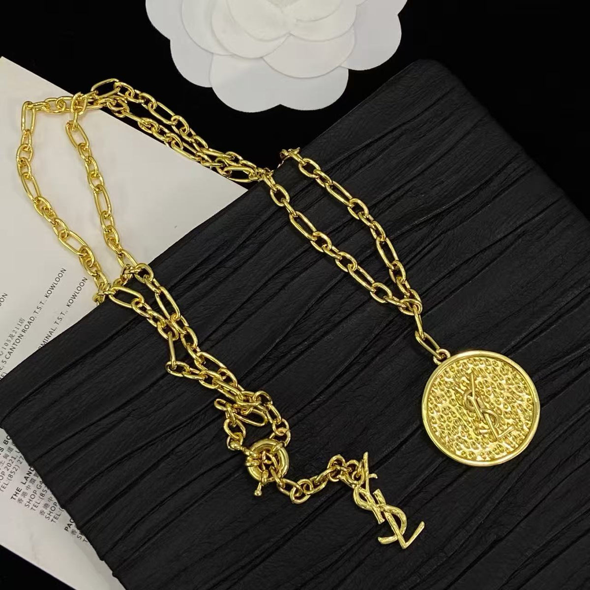 [Veyra Jewelry]Double-Chain Disc Pendant Necklace