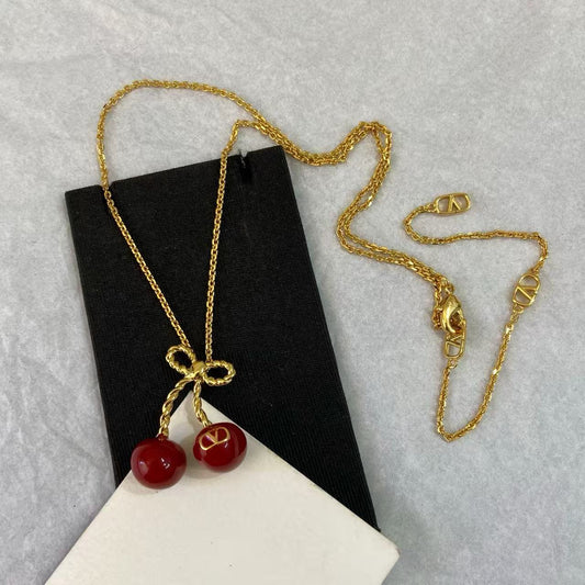 [Veyra Jewelry]Red Cherry Necklace