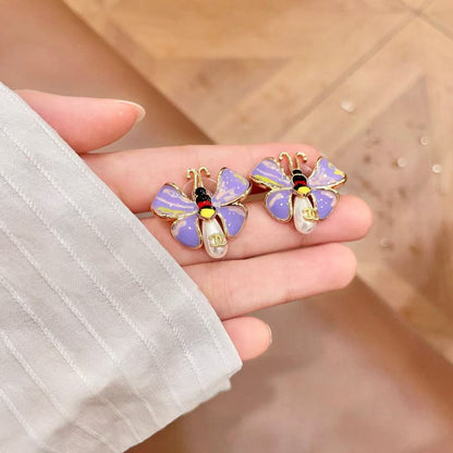 [Veyra Jewelry] Ladybug Enamel & Faux Pearl Clip-On Earrings