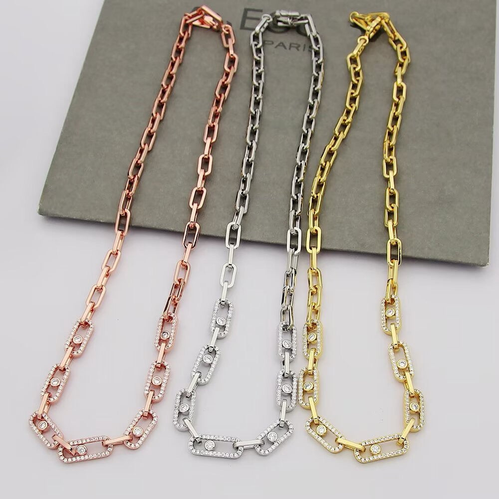 [Veyra Jewelry]Move Link Pave Diamond Necklace