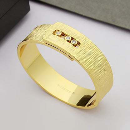 [Veyra Jewelry]Polished Brushed Bangle, Large Engraved Sliding Bangle