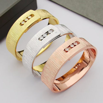 [Veyra Jewelry]Polished Brushed Bangle, Large Engraved Sliding Bangle